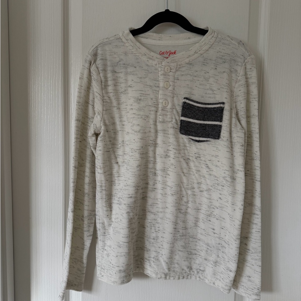 Cat & Jack Off-White Long Sleeve with Striped Pocket